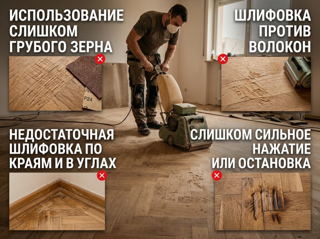 Какие ошибки нельзя допускать при шлифовке пола