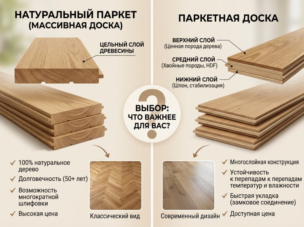 Как отличить штучный паркет от паркетной доски