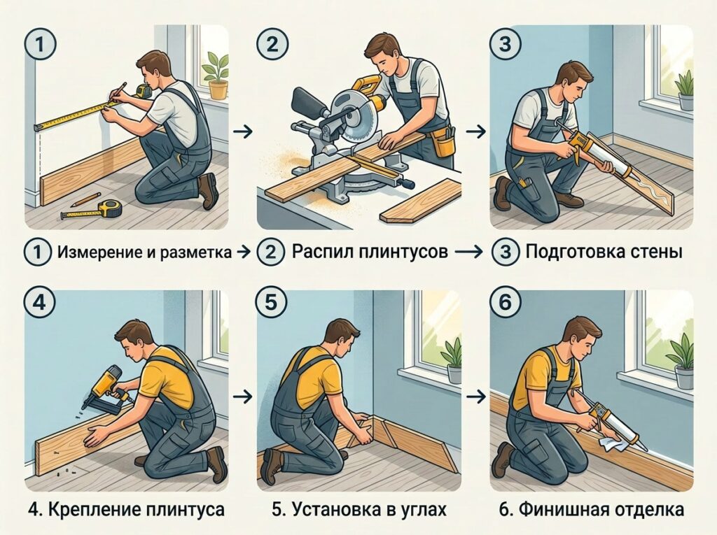 Руководство монтажа плинтусов